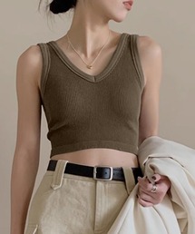 カップ付き タンクトップ ショート丈