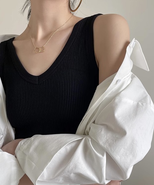 Miniministore(ミニミニストア)の「カップ付き タンクトップ ショート丈(タンクトップ・レディース・ブラック/ベージュ/アイボリー/カーキブラウン/ダークグレー・FREE)」の22枚目の写真