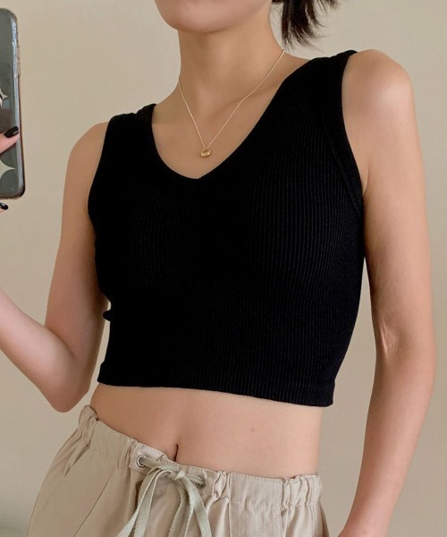 MAMC ショートタンクトップ チェックインナー付き　2点セット ljst296.jpg