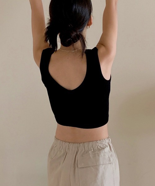 Miniministore(ミニミニストア)の「カップ付き タンクトップ ショート丈(タンクトップ・レディース・ブラック/ベージュ/アイボリー/カーキブラウン/ダークグレー・FREE)」の12枚目の写真