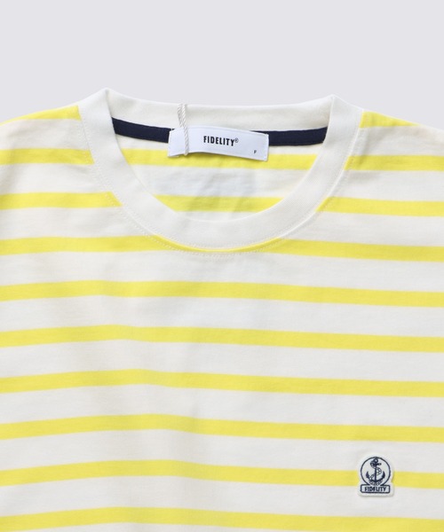 FIDELITY（フィデリティ）の「[WOMEN] BORDER S/S CREW / ウィメンズ半袖ボーダークルーネックシャツ（Tシャツ/カットソー・レディース・ブルー/オフホワイト/ダークネイビー/イエロー/キナリ/チャコール・FREE）」の8枚目の写真