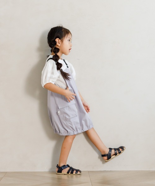 MAKE YOUR DAY（メイクユアデイ）の「バルーンシルエットジャンスカ■80～140cm（ジャンパースカート・キッズ・ネイビー/ラベンダー/ベージュ・140/120/110/130/100/80/90）」の6枚目の写真