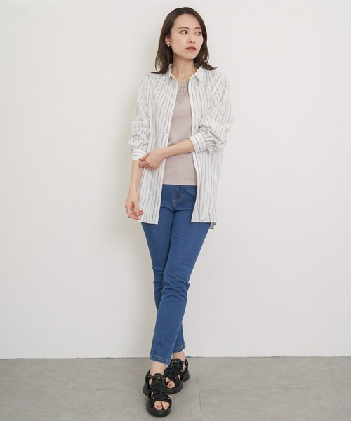 ikka(イッカ)の「【接触冷感/UVカット】コットンUSA前後レースタンクトップ(タンクトップ・レディース・オフホワイト/ベージュ/ブラック・S/M/L)」の21枚目の写真