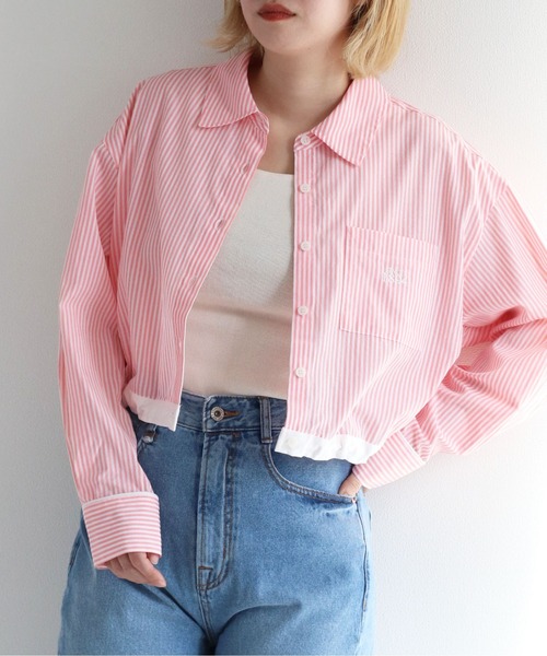 cepo（セポ）の「ワンポイント スソラインショートシャツ（シャツ/ブラウス・レディース・ライム/ピンク/ブルー・M）」の3枚目の写真