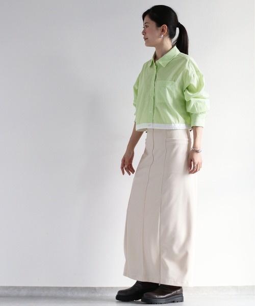 cepo（セポ）の「ワンポイント スソラインショートシャツ（シャツ/ブラウス・レディース・ライム/ピンク/ブルー・M）」の15枚目の写真