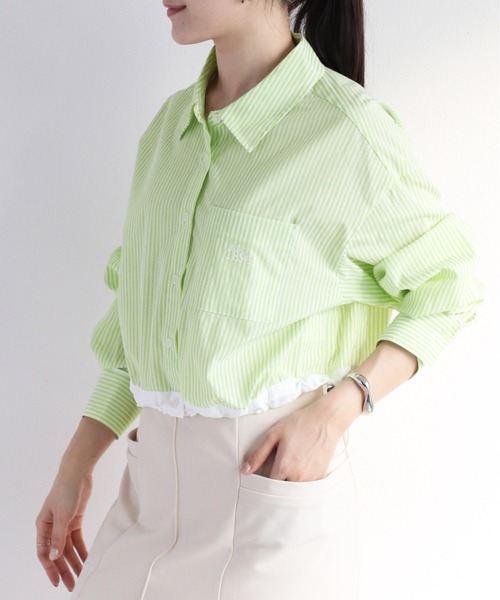 cepo（セポ）の「ワンポイント スソラインショートシャツ（シャツ/ブラウス・レディース・ライム/ピンク/ブルー・M）」の12枚目の写真