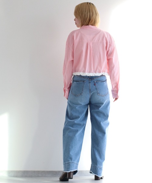 cepo（セポ）の「ワンポイント スソラインショートシャツ（シャツ/ブラウス・レディース・ライム/ピンク/ブルー・M）」の10枚目の写真