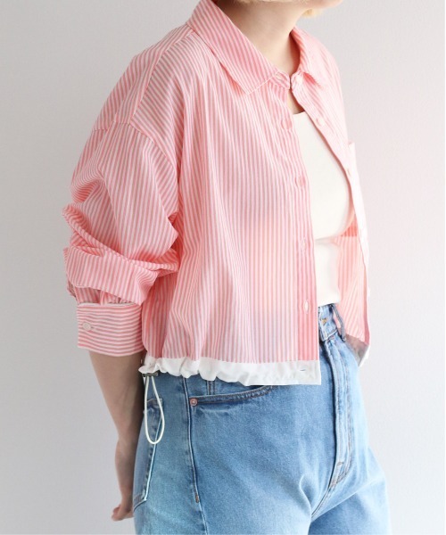 cepo（セポ）の「ワンポイント スソラインショートシャツ（シャツ/ブラウス・レディース・ライム/ピンク/ブルー・M）」の6枚目の写真