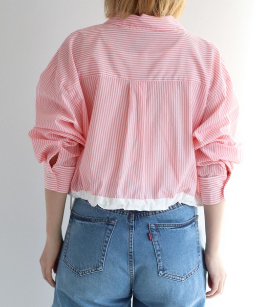 cepo（セポ）の「ワンポイント スソラインショートシャツ（シャツ/ブラウス・レディース・ライム/ピンク/ブルー・M）」の7枚目の写真