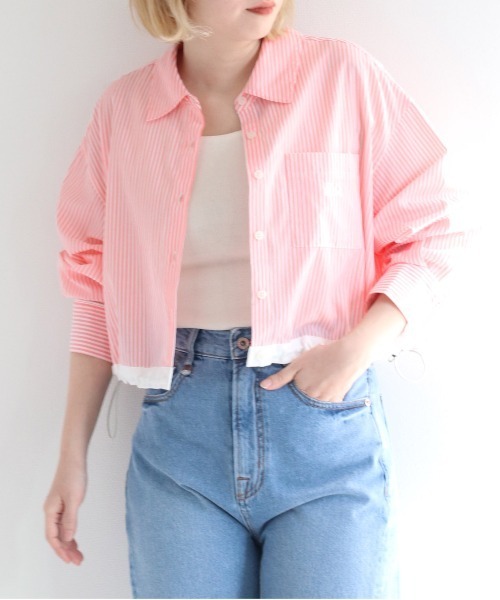 cepo（セポ）の「ワンポイント スソラインショートシャツ（シャツ/ブラウス・レディース・ライム/ピンク/ブルー・M）」の4枚目の写真