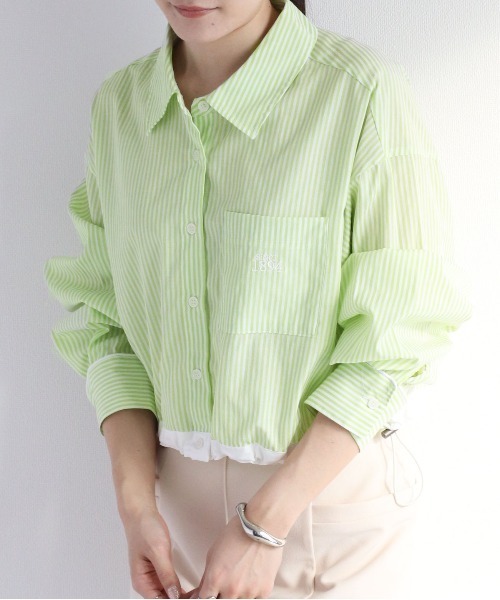 cepo（セポ）の「ワンポイント スソラインショートシャツ（シャツ/ブラウス・レディース・ライム/ピンク/ブルー・M）」の11枚目の写真