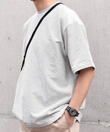 SHIPS any: マイクロボーダー ミニ裏毛 ライト スウェット ライク Tシャツ◇