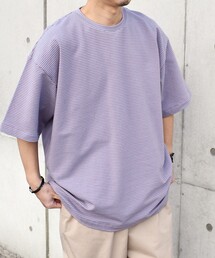 SHIPS any: マイクロボーダー ミニ裏毛 ライト スウェット ライク Tシャツ◇