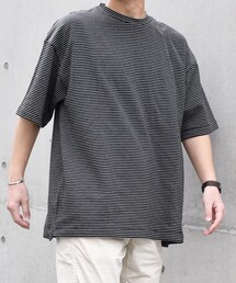 SHIPS any: マイクロボーダー ミニ裏毛 ライト スウェット ライク Tシャツ◇
