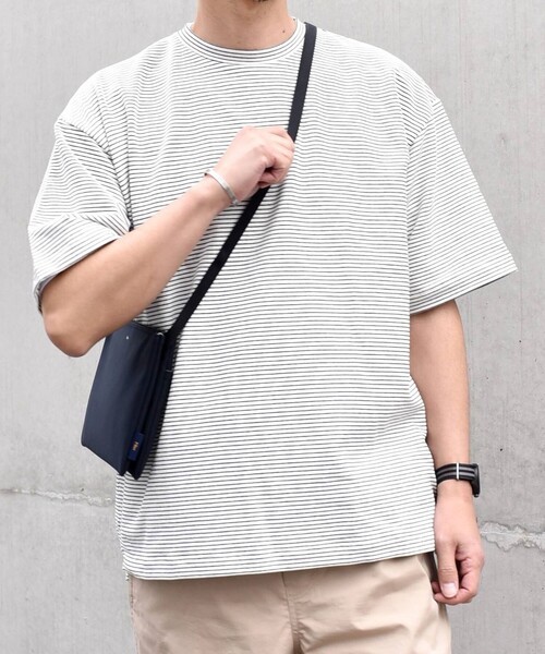 SHIPS any(シップス エニィ)の「SHIPS any: マイクロボーダー ミニ裏毛 ライト スウェット ライク Tシャツ◇(Tシャツ/カットソー・メンズ・ブラウン/ホワイト/ブルー/ブラック・MEDIUM/LARGE)」の8枚目の写真