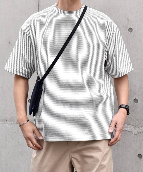SHIPS any(シップス エニィ)の「SHIPS any: マイクロボーダー ミニ裏毛 ライト スウェット ライク Tシャツ◇(Tシャツ/カットソー・メンズ・ブラウン/ホワイト/ブルー/ブラック・MEDIUM/LARGE)」の9枚目の写真