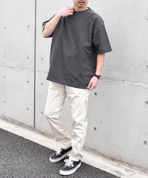 SHIPS any(シップス エニィ)の「SHIPS any: マイクロボーダー ミニ裏毛 ライト スウェット ライク Tシャツ◇(Tシャツ/カットソー・メンズ・ブラウン/ホワイト/ブルー/ブラック・MEDIUM/LARGE)」の11枚目の写真