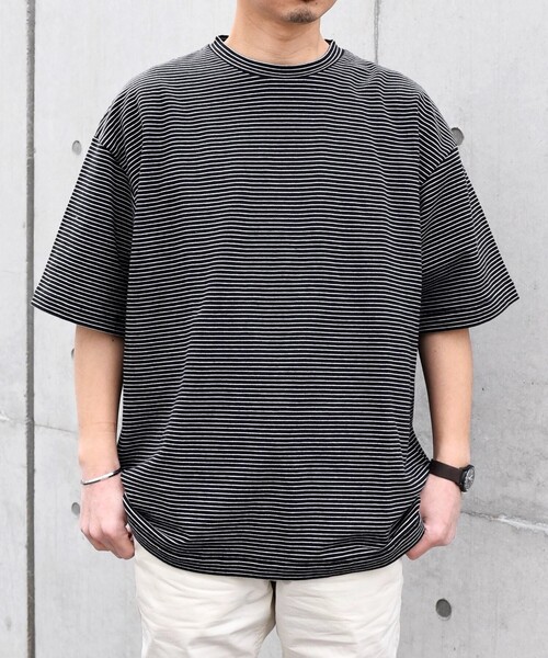 SHIPS any(シップス エニィ)の「SHIPS any: マイクロボーダー ミニ裏毛 ライト スウェット ライク Tシャツ◇(Tシャツ/カットソー・メンズ・ブラウン/ホワイト/ブルー/ブラック・MEDIUM/LARGE)」の13枚目の写真
