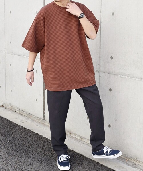 SHIPS any(シップス エニィ)の「SHIPS any: マイクロボーダー ミニ裏毛 ライト スウェット ライク Tシャツ◇(Tシャツ/カットソー・メンズ・ブラウン/ホワイト/ブルー/ブラック・MEDIUM/LARGE)」の16枚目の写真