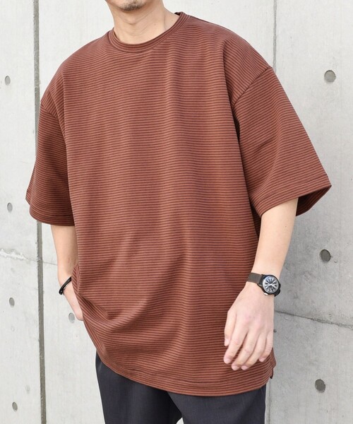 SHIPS any(シップス エニィ)の「SHIPS any: マイクロボーダー ミニ裏毛 ライト スウェット ライク Tシャツ◇(Tシャツ/カットソー・メンズ・ブラウン/ホワイト/ブルー/ブラック・MEDIUM/LARGE)」の18枚目の写真