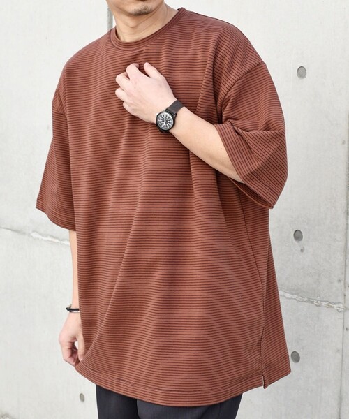 SHIPS any(シップス エニィ)の「SHIPS any: マイクロボーダー ミニ裏毛 ライト スウェット ライク Tシャツ◇(Tシャツ/カットソー・メンズ・ブラウン/ホワイト/ブルー/ブラック・MEDIUM/LARGE)」の19枚目の写真