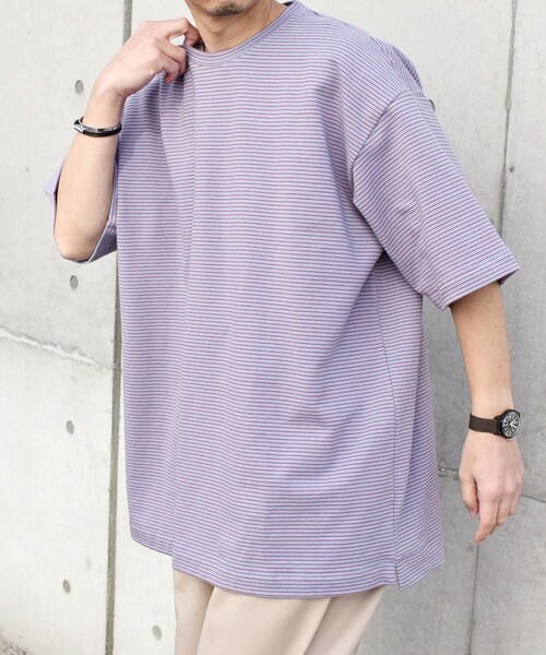 SHIPS any(シップス エニィ)の「SHIPS any: マイクロボーダー ミニ裏毛 ライト スウェット ライク Tシャツ◇(Tシャツ/カットソー・メンズ・ブラウン/ホワイト/ブルー/ブラック・MEDIUM/LARGE)」の22枚目の写真