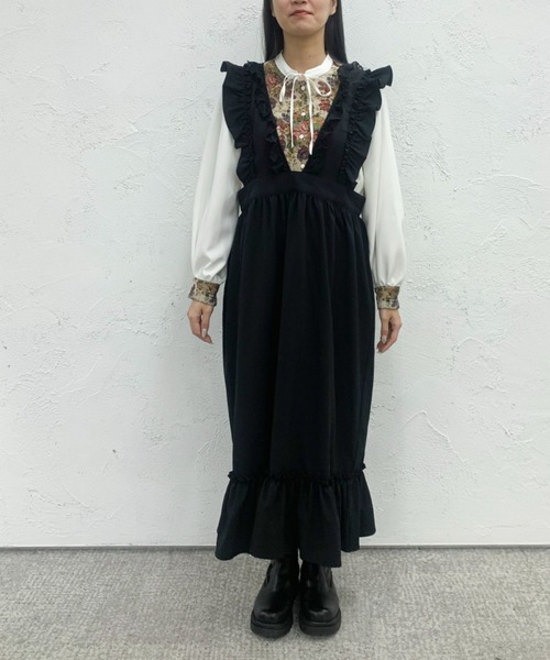 kutir（クティール）の「【クティールとレトロ】２way フリルキャミワンピース（ワンピース・レディース・ブラック/ネイビー/ブルー/オフホワイト・LARGE/SMALL/MEDIUM）」の5枚目の写真