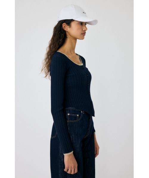 MOUSSY（マウジー）の「【ネイビーWEB限定カラー】TULLE TRIM カーディガン（カーディガン/ボレロ・レディース・ブルー/ライトイエロー/ブラック/ネイビー/ホワイト・FREE）」の8枚目の写真