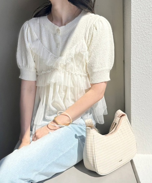 one after another NICE CLAUP(ワンアフターアナザーナイスクラップ)の「ギンガムチェックホーボーバッグ(ショルダーバッグ・レディース・ピンク系その他/ベージュ系その他/ブラック系その他/ブルー系その他・FREE)」の11枚目の写真