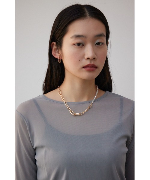 AZUL by moussy（アズールバイマウジー）の「ハーフフェイクパールミックスチェーンネックレス（ネックレス・レディース・ゴールド系その他/シルバー・FREE）」の10枚目の写真