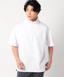 圧縮マイクロカノコ半袖ハーフジップ