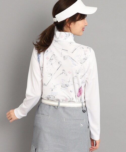 adabat（アダバット）の「◆【UVカット／吸水速乾／遮熱】ゴルフギアデザイン 長袖プルオーバー（Tシャツ/カットソー・レディース・ホワイト系その他/ネイビー系・38/42/40/36）」の4枚目の写真