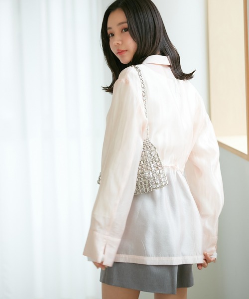 VIS(ビス)の「ウエストドロストシアージャケット(テーラードジャケット・レディース・ブラック/ピンク/キナリ・FREE)」の11枚目の写真