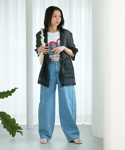 VIS(ビス)の「ウエストドロストシアージャケット(テーラードジャケット・レディース・ブラック/ピンク/キナリ・FREE)」の5枚目の写真