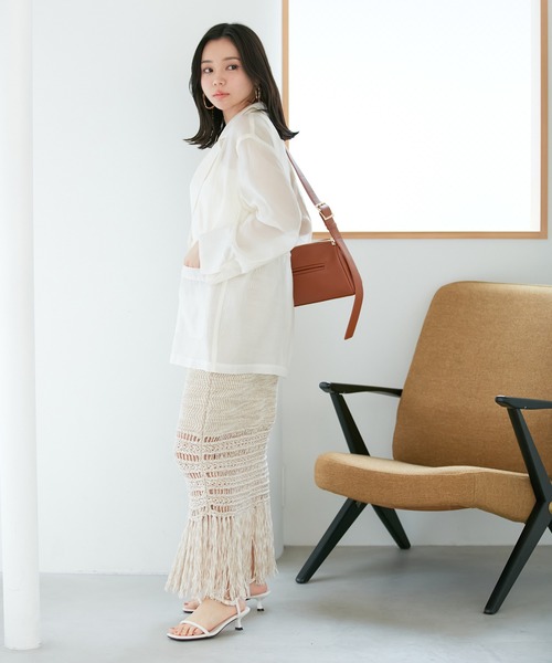 VIS(ビス)の「ウエストドロストシアージャケット(テーラードジャケット・レディース・ブラック/ピンク/キナリ・FREE)」の20枚目の写真