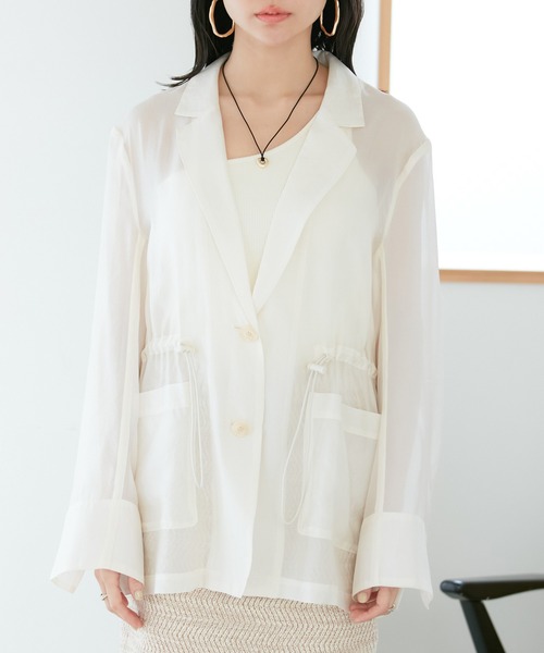 VIS(ビス)の「ウエストドロストシアージャケット(テーラードジャケット・レディース・ブラック/ピンク/キナリ・FREE)」の21枚目の写真