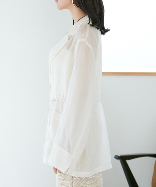 VIS(ビス)の「ウエストドロストシアージャケット(テーラードジャケット・レディース・ブラック/ピンク/キナリ・FREE)」の22枚目の写真