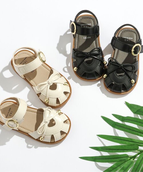 apres les cours（アプレレクール）の「リボン付きハートサンダル（サンダル・キッズ・ブラック/アイボリー・16/15 /18/17/19/14）」の16枚目の写真