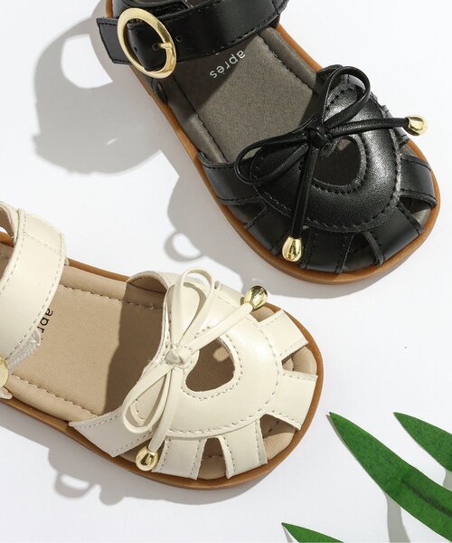 apres les cours（アプレレクール）の「リボン付きハートサンダル（サンダル・キッズ・ブラック/アイボリー・16/15 /18/17/19/14）」の15枚目の写真