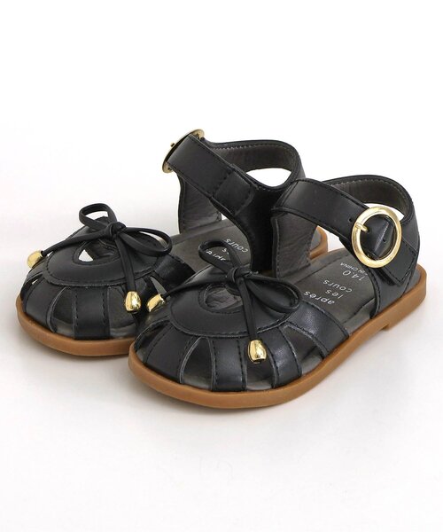 apres les cours（アプレレクール）の「リボン付きハートサンダル（サンダル・キッズ・ブラック/アイボリー・16/15 /18/17/19/14）」の12枚目の写真