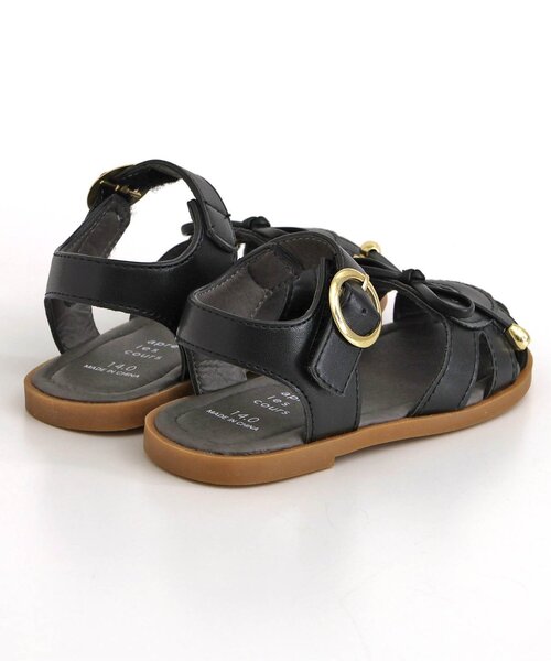 apres les cours（アプレレクール）の「リボン付きハートサンダル（サンダル・キッズ・ブラック/アイボリー・16/15 /18/17/19/14）」の9枚目の写真