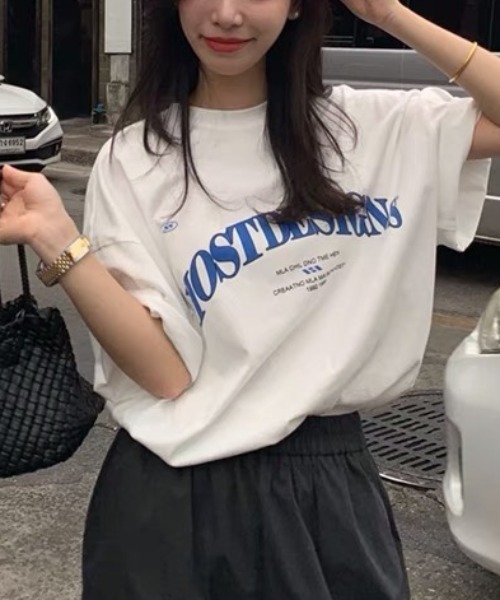 Sibra（シブラ）の「綿100% プリント半袖Tシャツ（Tシャツ/カットソー・レディース・ホワイト/グレー/ネイビー・M）」の2枚目の写真