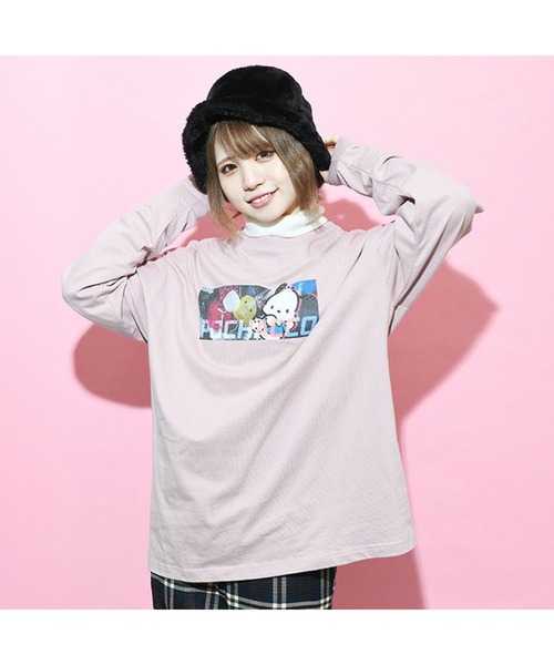 PONEYCOMB TOKYO（パニカムトーキョー）の「【サンリオキャラクターズ/はぴだんぶい】ポチャッコ/ロングスリーブＴシャツ（Tシャツ/カットソー・レディース・ピンク・FREE）」の3枚目の写真