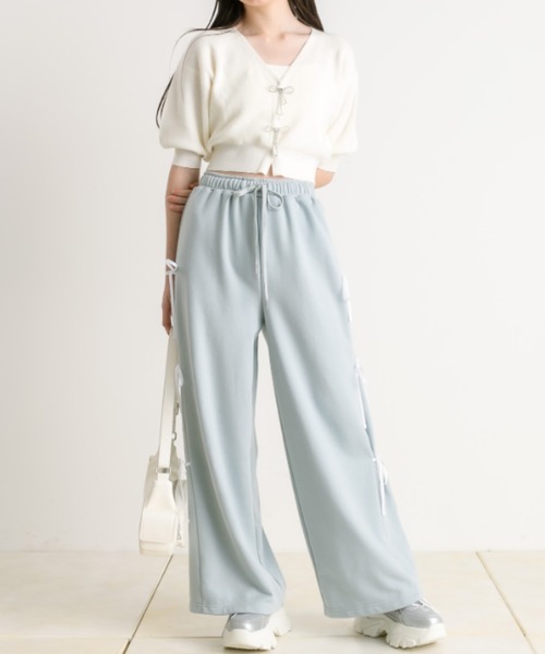 OLIVE des OLIVE(オリーブデオリーブ)の「【WEB限定カラー有】リボンビジュー付き半袖カーディガン(カーディガン/ボレロ・レディース・オフホワイト/サックスブルー/ブラック/ミント/ピンク/レッド・FREE)」の18枚目の写真