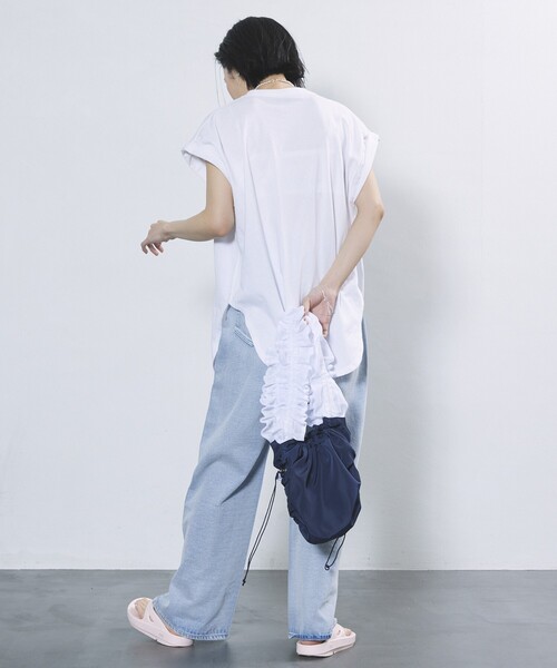 Firsthand（ファーストハンド）の「Firsthand/ファーストハンド オーガニックコットンロールアップスリーブロゴプリントTシャツ（Tシャツ/カットソー・レディース・ブラック/チャコールグレー/ホワイト・FREE）」の6枚目の写真