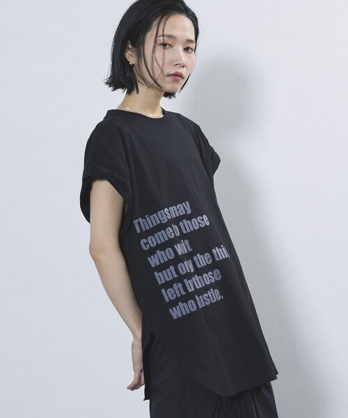 Firsthand（ファーストハンド）の「Firsthand/ファーストハンド オーガニックコットンロールアップスリーブロゴプリントTシャツ（Tシャツ/カットソー・レディース・ブラック/チャコールグレー/ホワイト・FREE）」の8枚目の写真