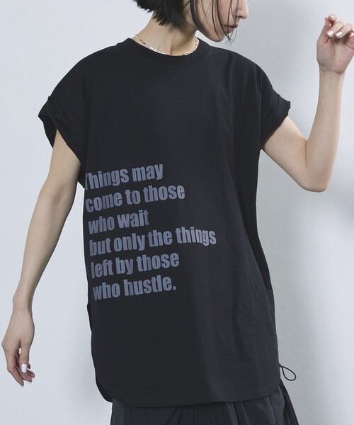 Firsthand（ファーストハンド）の「Firsthand/ファーストハンド オーガニックコットンロールアップスリーブロゴプリントTシャツ（Tシャツ/カットソー・レディース・ブラック/チャコールグレー/ホワイト・FREE）」の9枚目の写真