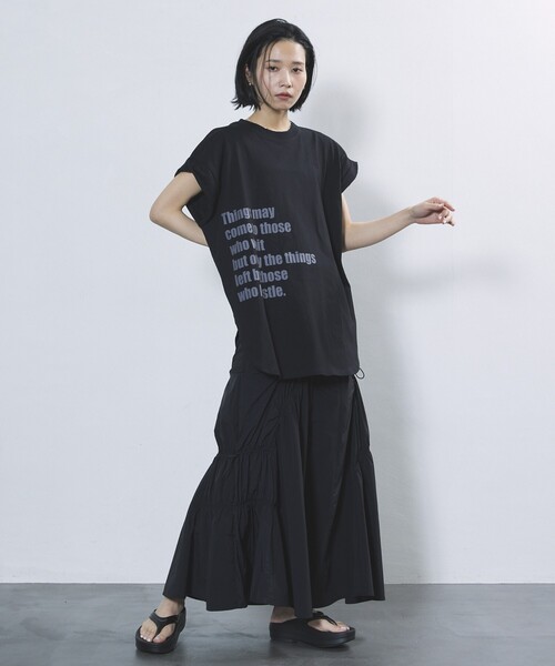 Firsthand（ファーストハンド）の「Firsthand/ファーストハンド オーガニックコットンロールアップスリーブロゴプリントTシャツ（Tシャツ/カットソー・レディース・ブラック/チャコールグレー/ホワイト・FREE）」の16枚目の写真