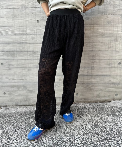 MSGM レースプリーツパンツ セール】プリーツライク シアーフラワーレースパンツ（その他