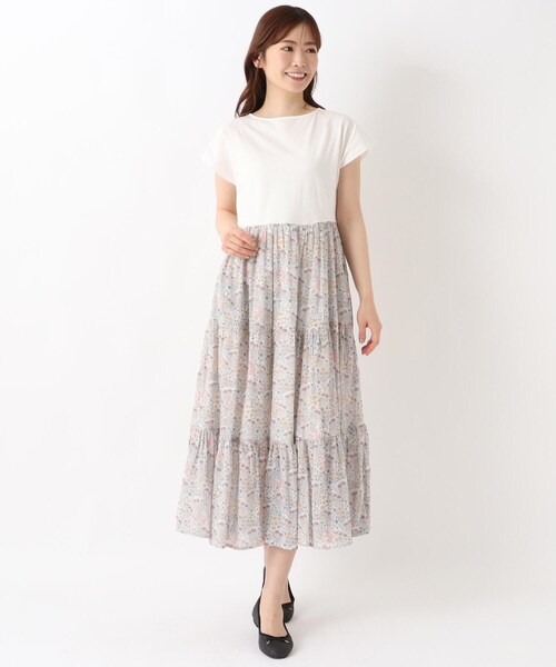 one'sterrace（ワンズテラス）の「リゾート コンビフラワーワンピース（ワンピース・レディース・グレー系4/アイボリー系8/ネイビー系5・02）」の14枚目の写真